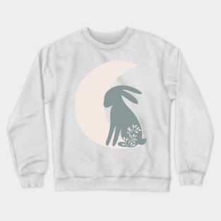 Crescent Moon and Bunny| Boho Nursery Print| Celestial Cottage Core Wall Art Crewneck Sweatshirt